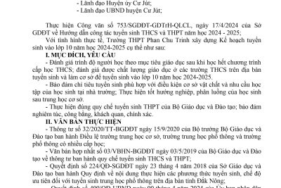 Kế hoạch tuyển sinh vào lớp 10 năm học 2024-2025