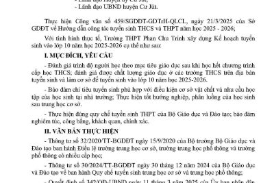 Kế hoạch tuyển sinh vào lớp 10 năm học 2025-2026