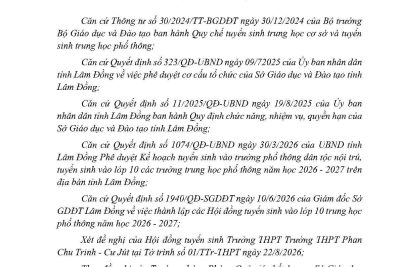 Quyết định Phê duyệt kết quả trúng tuyển bổ sung vào lớp 10 năm học 2026-2027