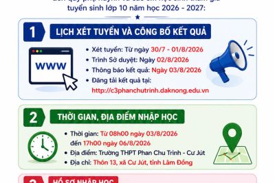 Thông báo lịch tuyển sinh lớp 10 năm học 2026-2027